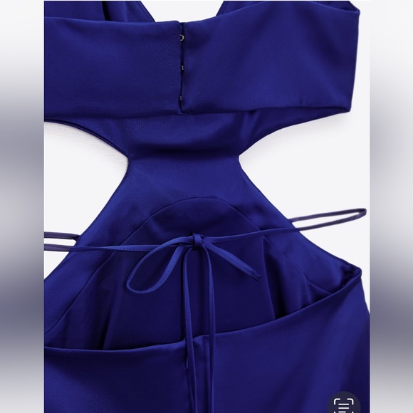 ZARA BLUE SATIN EFFECT CUT OUT DRESS - Picture 16 of 16